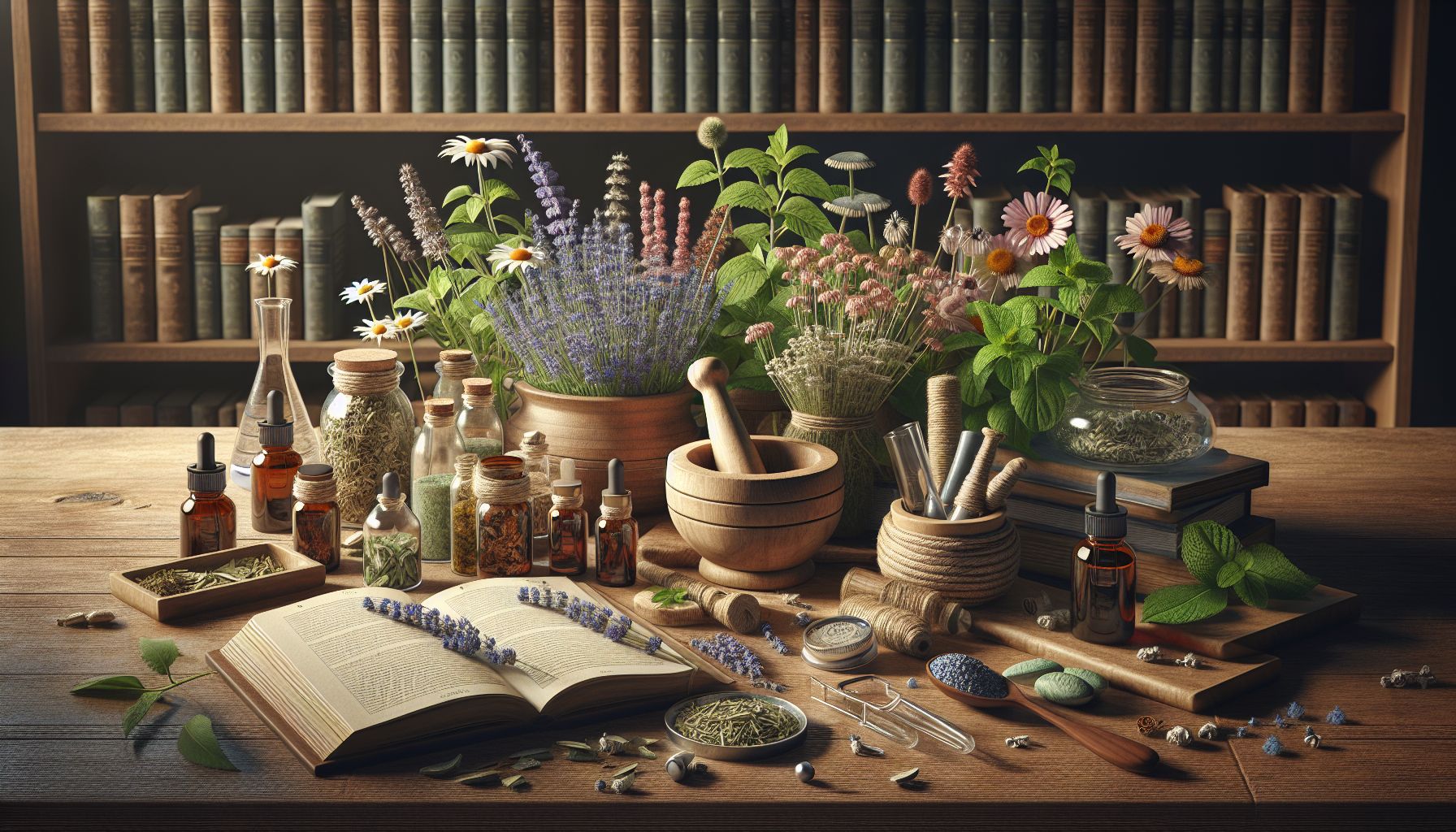 Image of various herbal plants and supplements